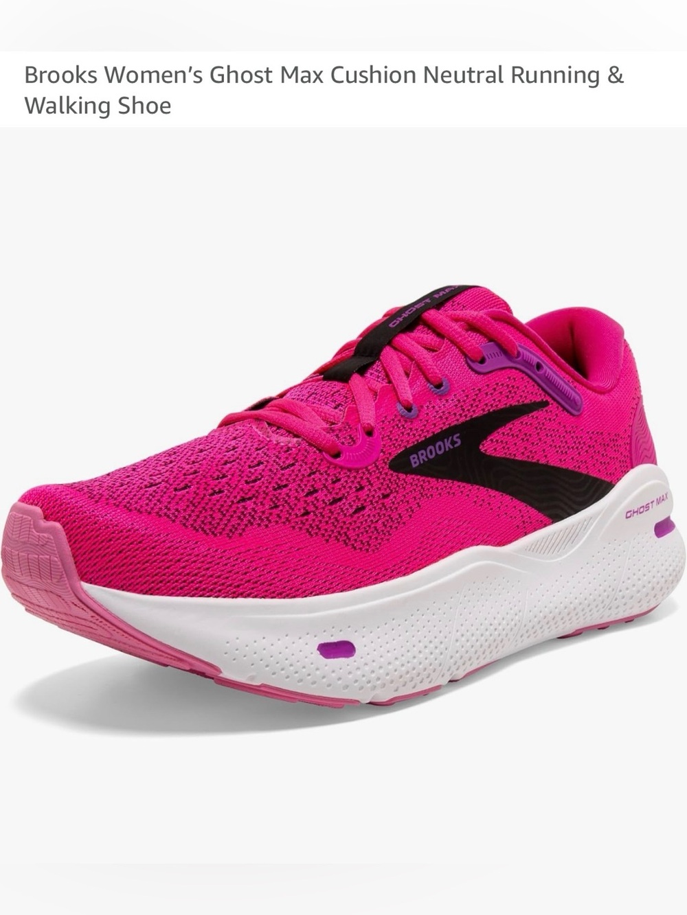 Brooks Women's Ghost Max wmns SZ 10.5 Running Shoe in Bright Pink and Black
